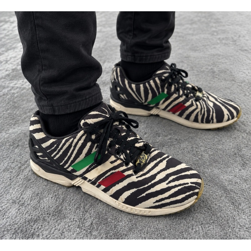 Adidas ZX Flux Sneakers Mens Size 13 Zebra Print Black White B32741